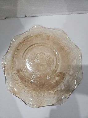 Jeanette Carnival Glass Bowl Vtg Iridescent Orange Floragold Louisa Ruffled 9.5"